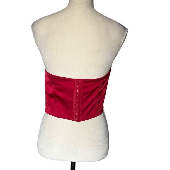 Anthropologie Satin Red Bow-Front Bandeau Tube Top Size M - Picture 2 of 9